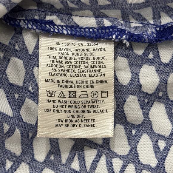 Anthropologie Maeve Size M Gemma Blue White Geometric Dolman Sleeve Dress - Picture 5 of 7